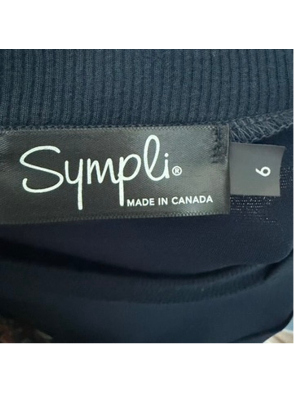 Sympli Trapeze Tunic Top Navy 3/4 Sleeve Jersey Knit Asymmetrical Hem Size 6 - Picture 13 of 13